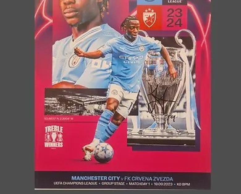 Julian Alvarez's Manchester City 2023/24 Signed Champions League Football Programme