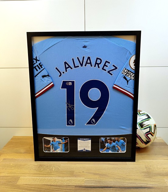 Julian Alvarez's Manchester City Signed and Framed Shirt 