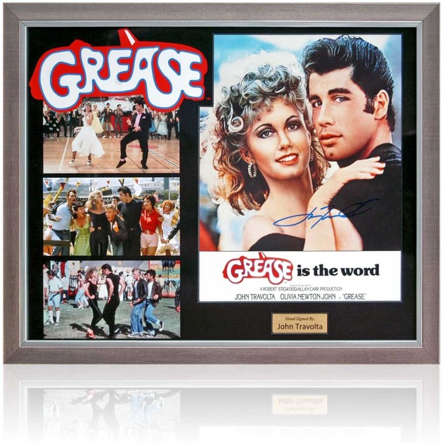 John Travolta Signed 'Grease' Movie Poster Presentation