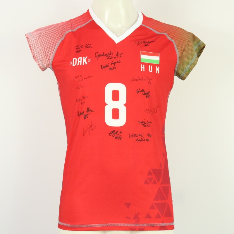Maglia dell'Ungheria - atleta Szabados - della Nazionale femminile ai Campionati Europei 2023 - autografata dalla squadra