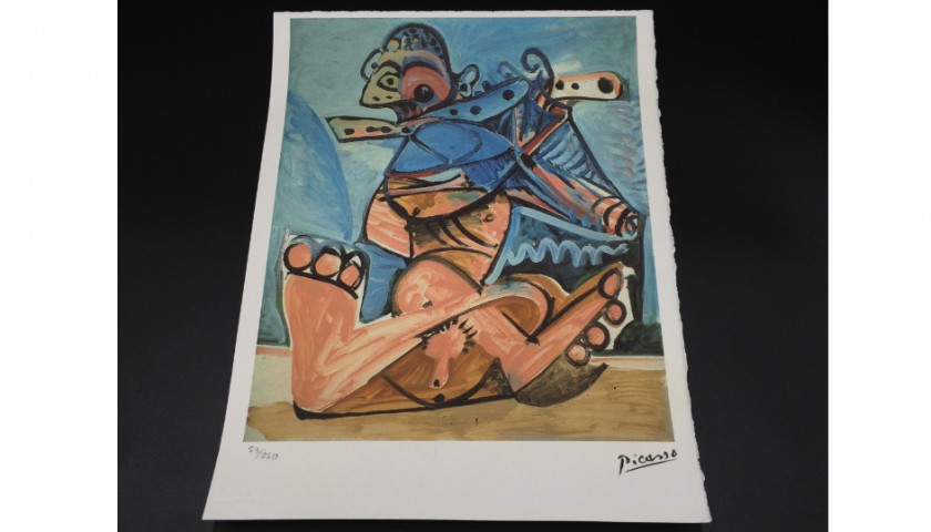 Pablo Picasso Offset Lithograph Print with Dry Stamp