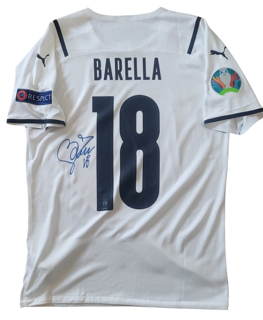 Barella's Belgium vs Italy Signed Issued Shirt, EURO 2020