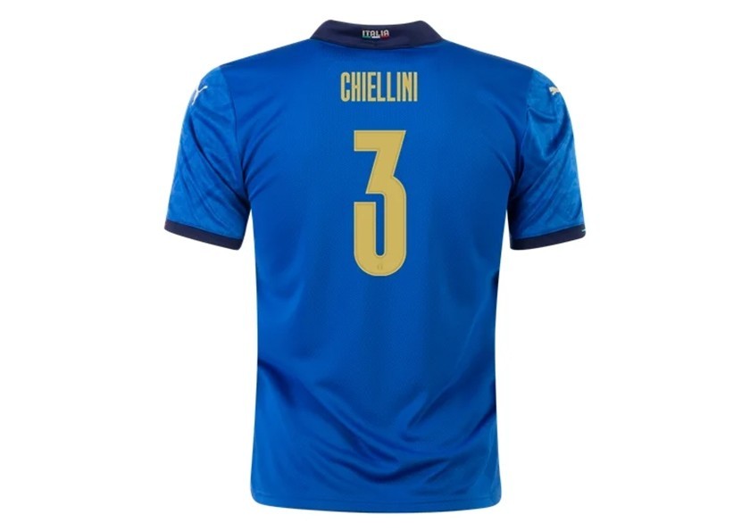 Chiellini's Italy Euro 2020 Final Match Issued Shirt vs England, Signed with Personalized Dedication 