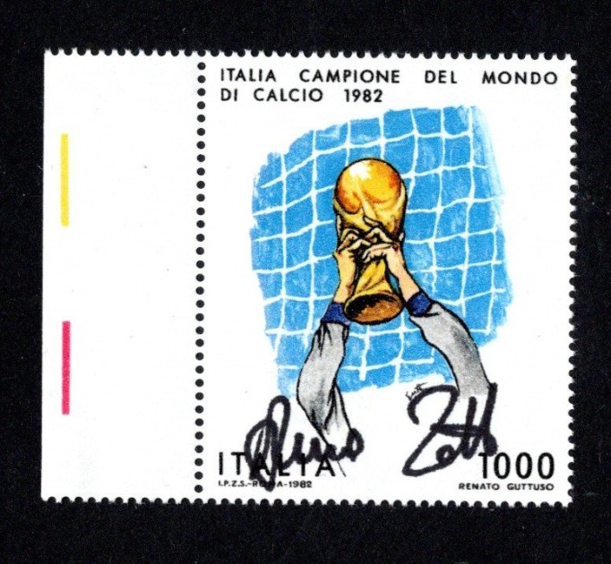 1.000 Lire 1982 Fifa World Cup - Francobollo Autografato da Dino Zoff