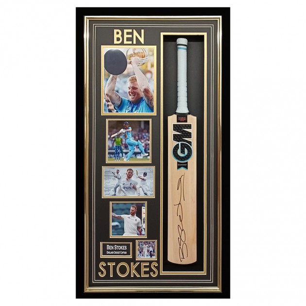 Ben Stokes Signed and Framed Cricket Bat