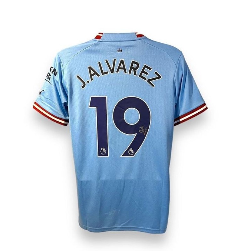 Julian Alvarez's Manchester City 2022/23 Signed and Framed Shirt