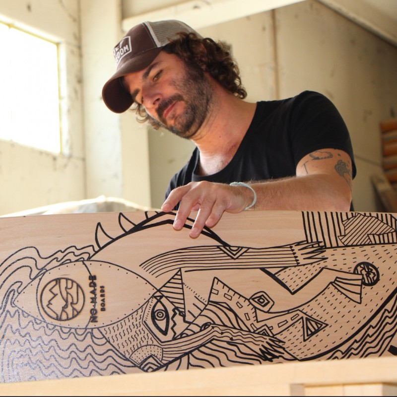 No-Made Boards Longboard Personalized by Artist Alan Zeni 