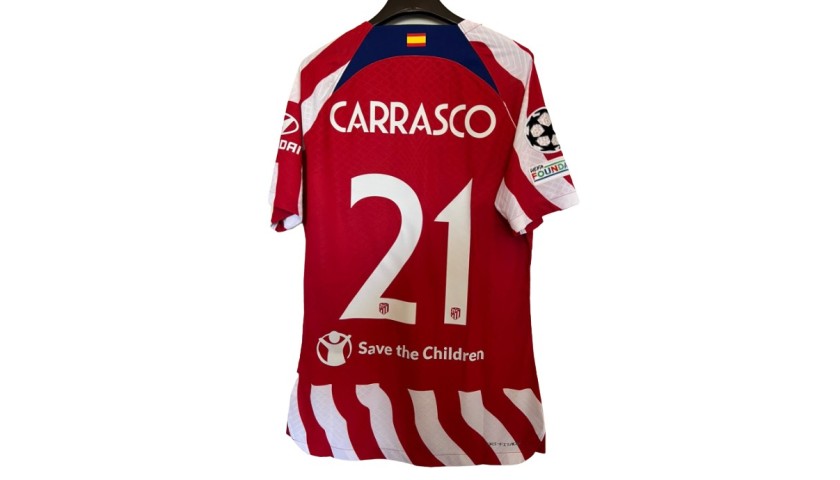 Carrasco's Atletico Madrid Match Shirt, UCL 2022/23