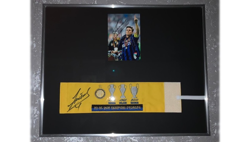 Zanetti Signed Captain's Armband and Photo Montage 