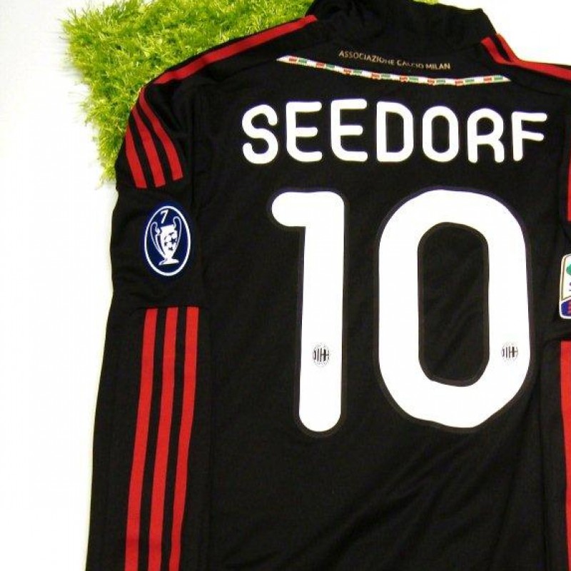Milan match issued shirt by Clarence Seedorf, BLACK, Serie A 11/12