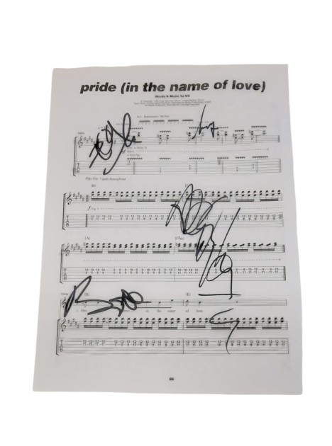 U2 Signed Sheet Music