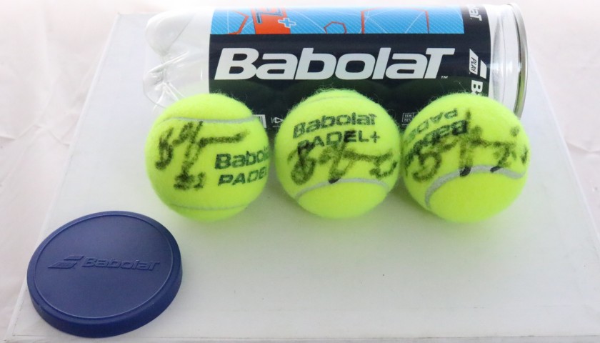 Set of Three Babolat Padel Balls Signed by Bergomi