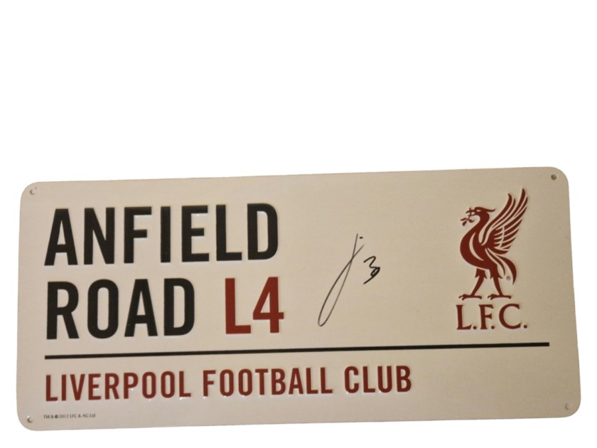 Jeremie Frimpong Signed Liverpool Football Club Road Sign 