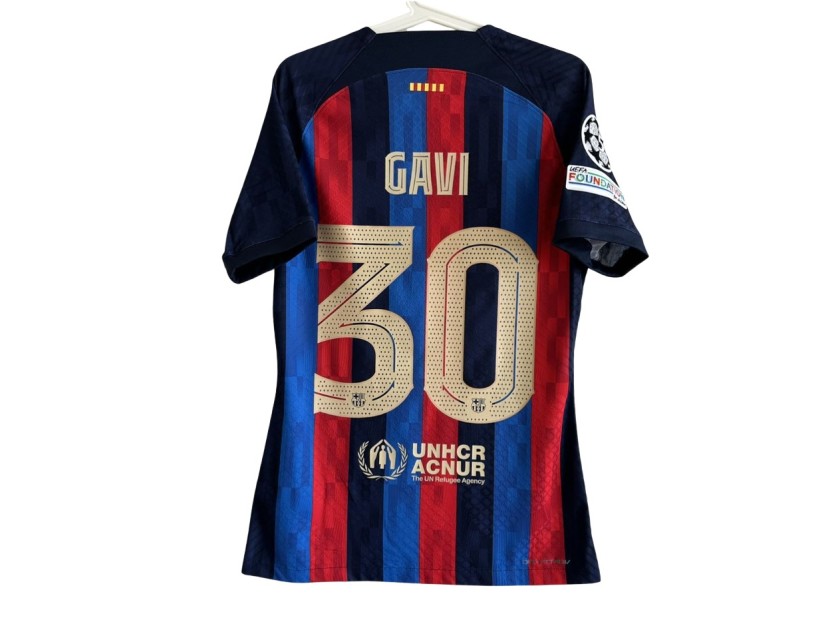 Gavi's FC Barcelona 2022/23 Champions League Match-Issued Shirt