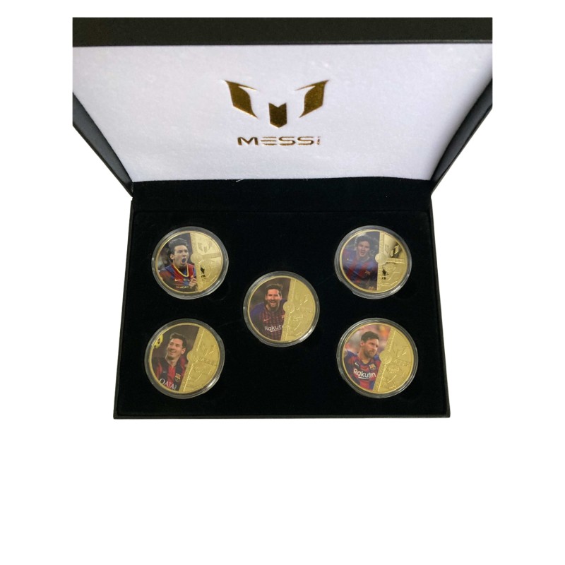 Lionel Messi Barcelona Commemorative Gold Plated Coins Box Set