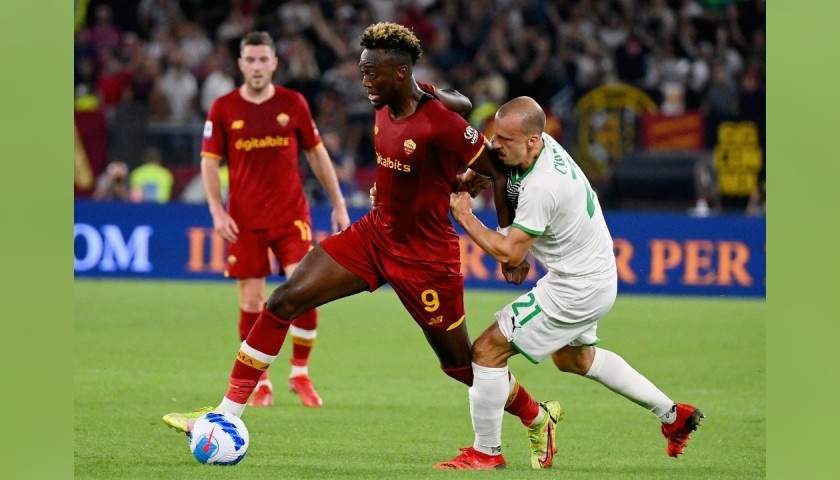Abraham's Worn Shirt, Roma-Sassuolo 2021/22 Special UNHCR - Signed with Dedication