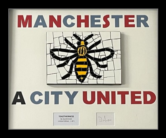 'Manchester Bee, a City United' Mosaic Artwork by David Arnott