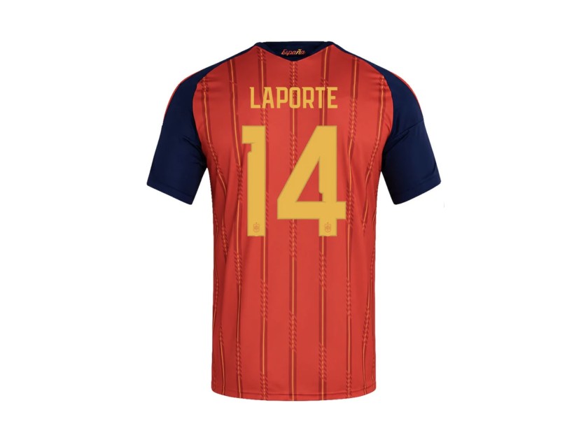 Laporte's Spain World Champions Shirt 2026 Signed with Personalised Dedication Shirt