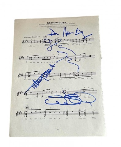 The Eagles Signed 'Life In The Fast Lane' Sheet Music