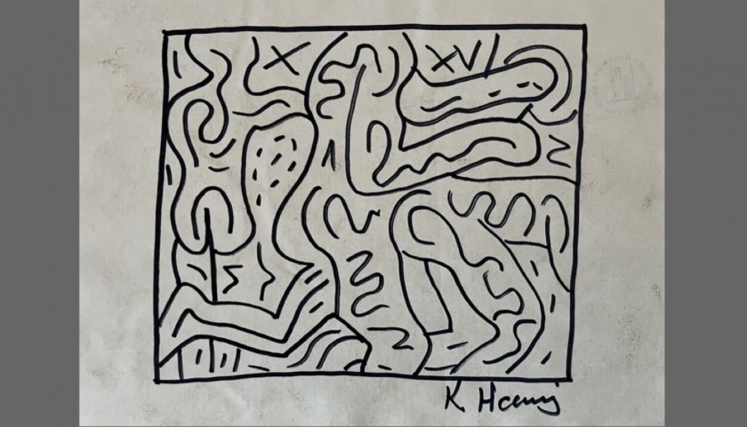 Keith Haring Signed Drawing