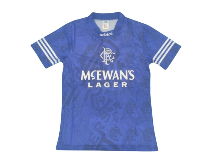 Paul Gascoigne's Rangers 1995/96 Shirt, Signed with Personalized Dedication