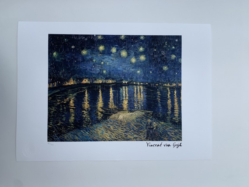 "Starry Night over the Rhone" by Vincent Van Gogh - Signed