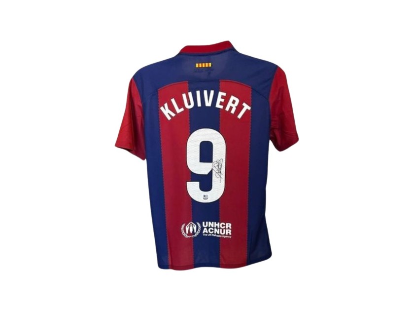 Maglia replica firmata di Patrick Kluivert per l'FC Barcelona 2023/24