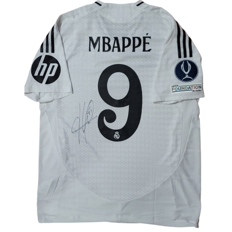 Maglia Mbappè preparata Real Madrid vs Atalanta 2024  Finale UCL - Autografata