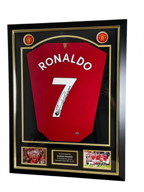 Cristiano Ronaldo maglia autografata Manchester United 2021-22 -  incorniciata - GOAT authentic