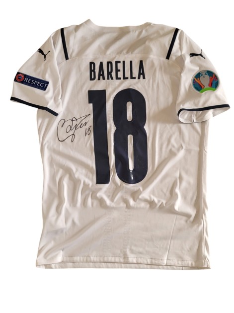 Barella's Signed Issued Shirt, Turkey vs Italy 2021