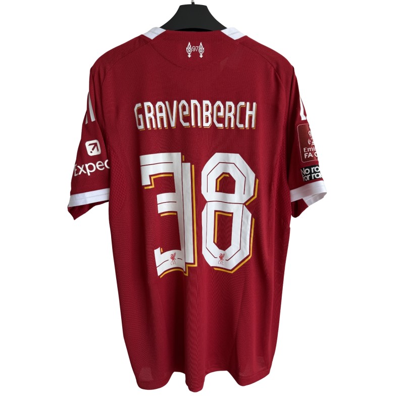Liverpool FC Match Issued 2025/26 Adidas Gravenberch Shirt Jersey v Manchester City FA Cup