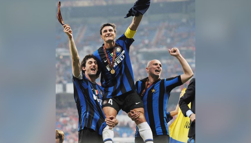 Zanetti and Milito Signed Replica Champions League Trophy