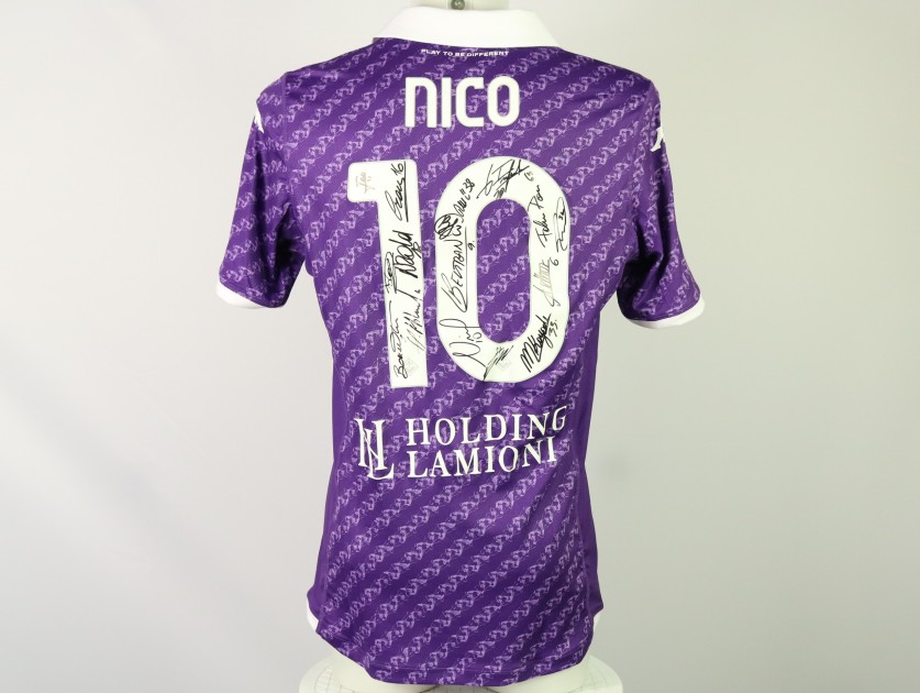 Nico Gonzalez's Match Shirt, Fiorentina vs Bologna 2023 - Signed by the Squad