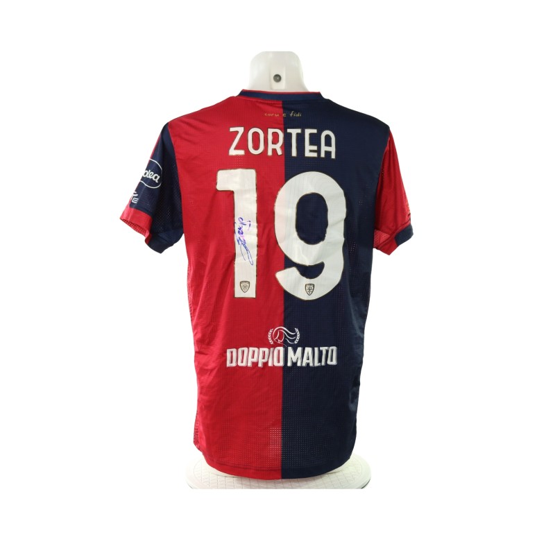 Zortea's Signed Unwashed Shirt, Cagliari vs Milan 2024