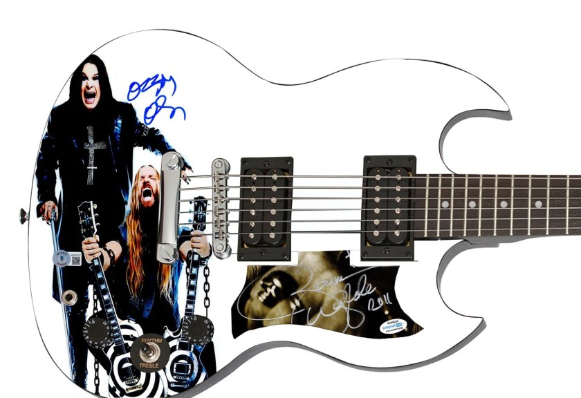 Ozzy Osbourne and Zakk Wylde Signed Custom Graphics Guitar