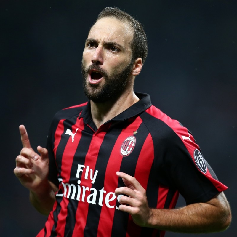 Higuain's AC Milan Match-Issue/Worn and Signed Shirt, 2018/19