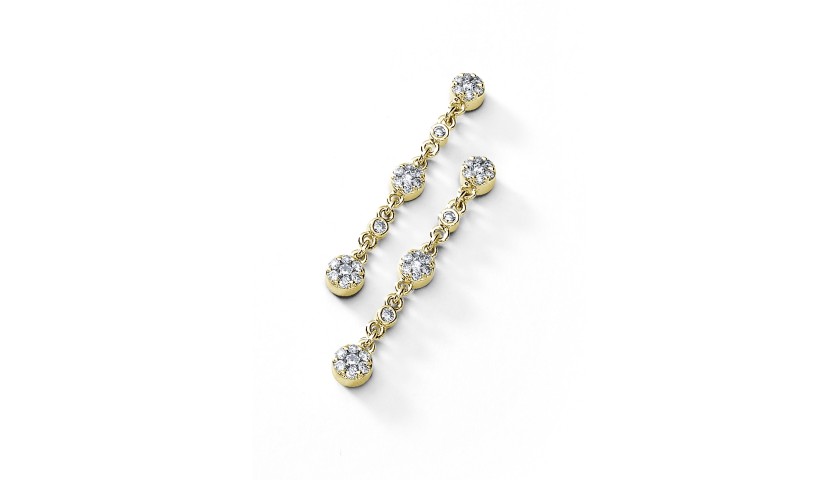 14KT Yellow Gold Diamond Dangle Earrings