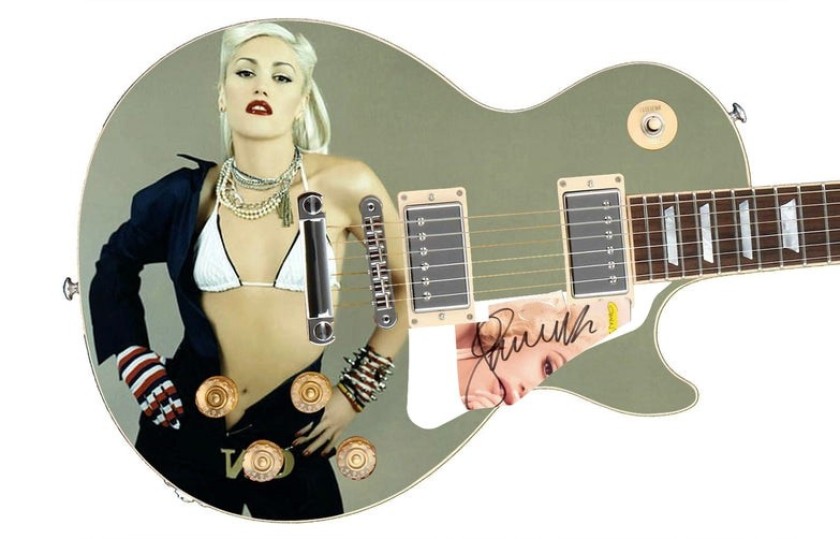 Gwen Steffani Signed Pickguard on a Custom Signature Edition Guitar