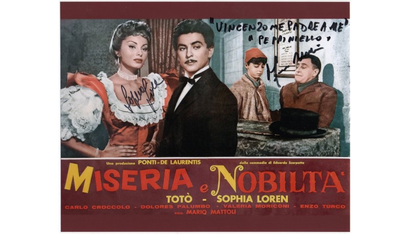 Miseria e nobiltà - Photograph Signed by Sophia Loren and "Peppiniello" Franco Melidoni
