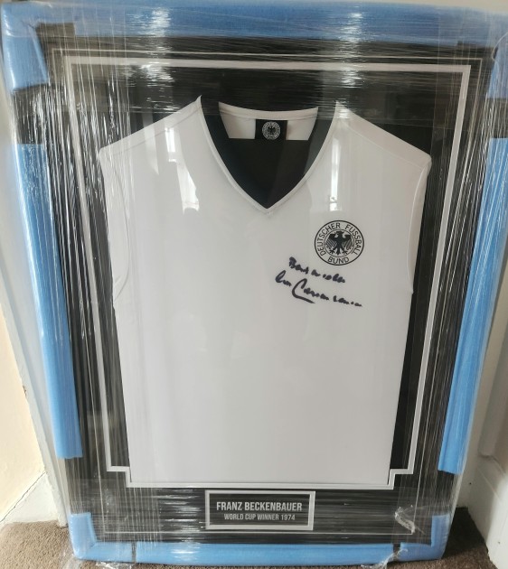 Maglia firmata e incorniciata di Franz Beckenbauer Germania 1974