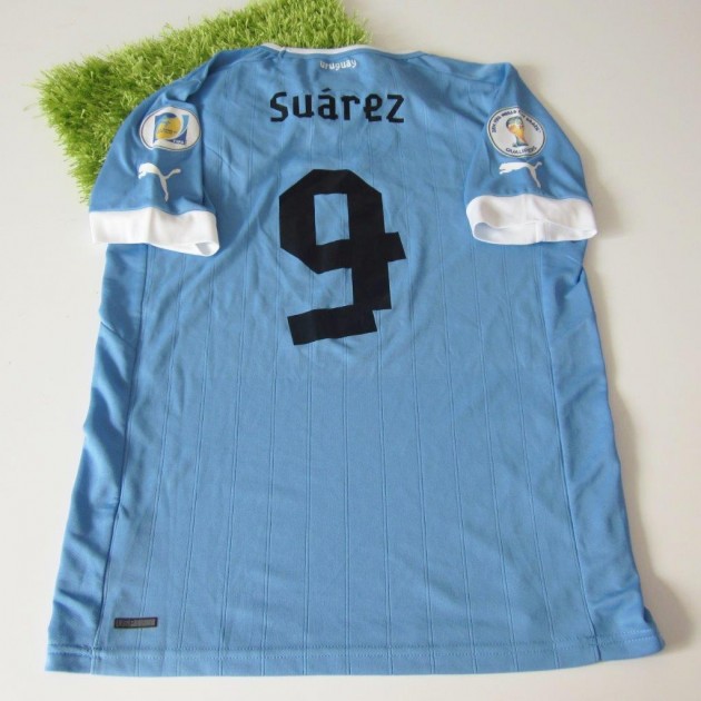Suárez match issued/worn shirt, Uruguay FIFA WorldCup Brazil 2014 Qualifying - signed