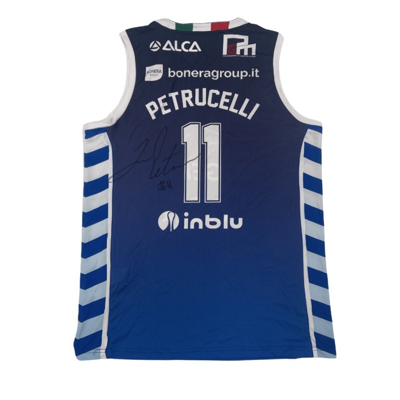 Completo Petrucelli unwashed Germani Brescia vs Generazione Vincente Napoli Basket, Coppa Italia 2024 - Autografato