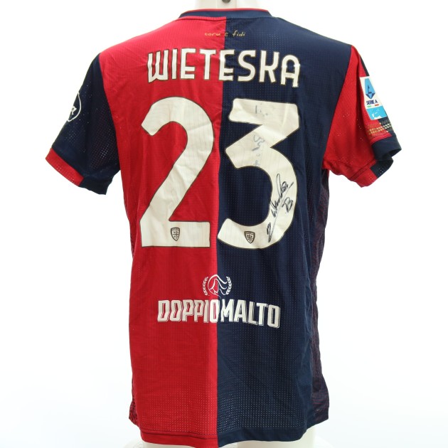 Wieteska's Signed Unwashed Shirt, Cagliari vs Roma 2024