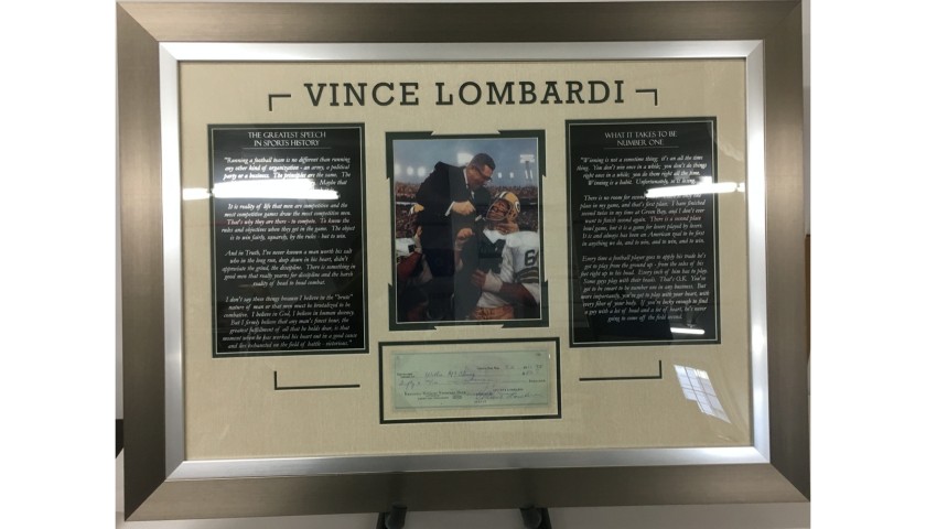 Vince Lombardi Signed Green Bay Packers Check