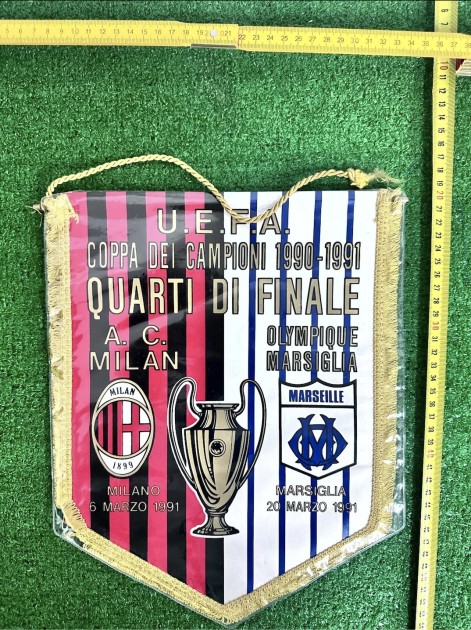 Gagliardetto ufficiale Milan vs Olimpique Marsiglia, Quarti di Finale UCL 1991