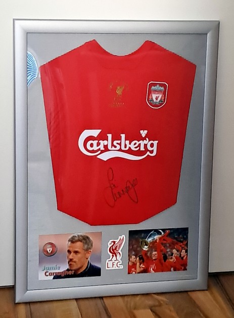 Jamie Carragher's FC Liverpool CL-2005 Istanbul Signed and Framed Shirt