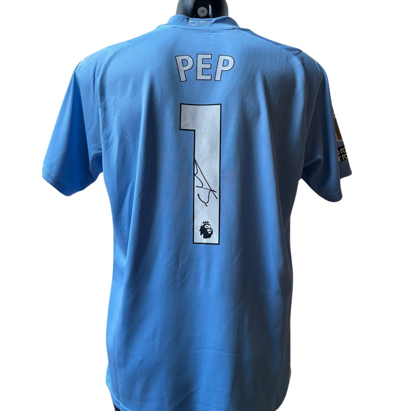 Guardiola's Official Manchester City Jersey - Signed with photo proof