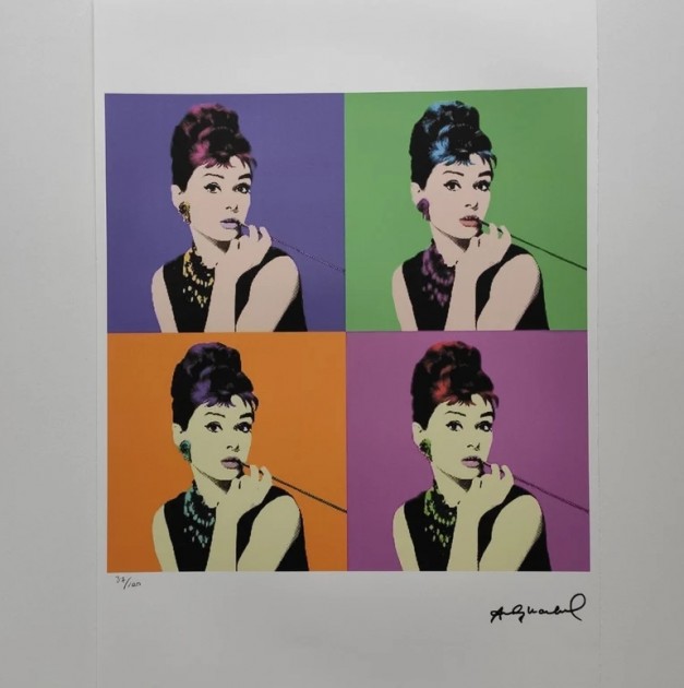 Litografia "Audrey Hepburn Wall Art" di Andy Warhol - Firmata