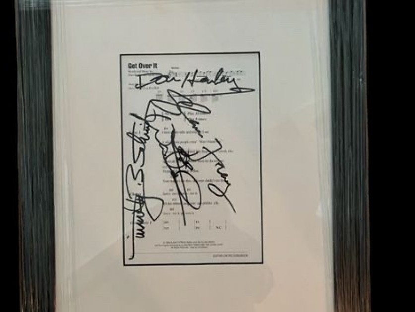 The Eagles Signed and Framed 'Get Over It' Lyrics Sheet - CharityStars