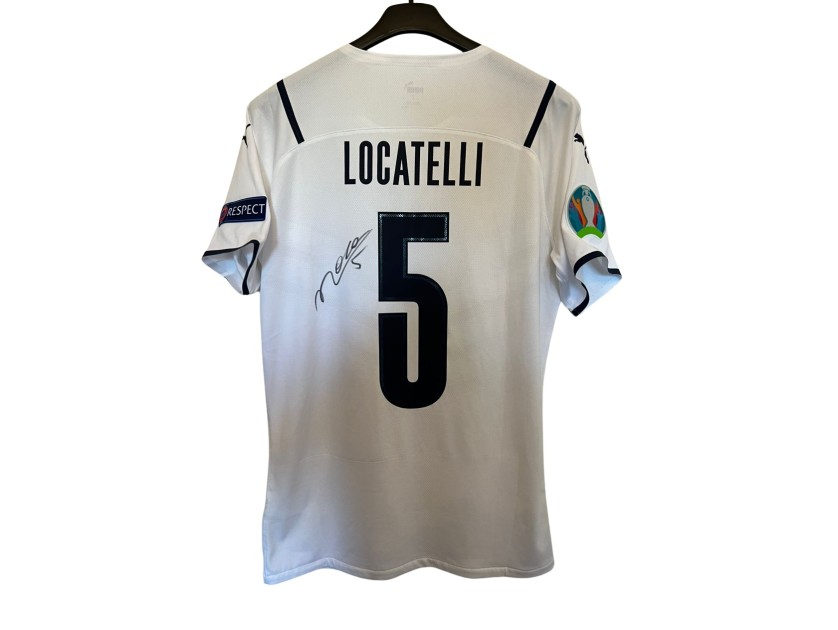 Locatelli's Signed Match-Issued Shirt, Belgium vs Italy 2021